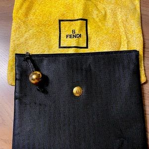 Authentic vintage Fendi Black fabric clutch.